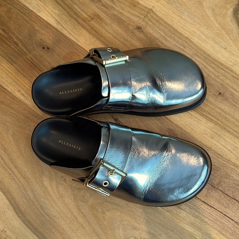 All Saints Silver Mules